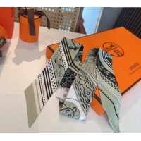Spot Bulk Hermes Festival des Amazones Bandana Twilly Silk Bandeau Scarf 5x86.5cm H4001 Green 2025