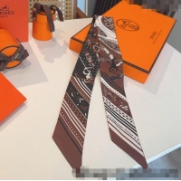 Discount Hermes Festival des Amazones Bandana Twilly Silk Bandeau Scarf 5x86.5cm H4001 Brown 2025