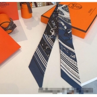 Well Crafted Hermes Festival des Amazones Bandana Twilly Silk Bandeau Scarf 5x86.5cm H4001 Dark Blue 2025