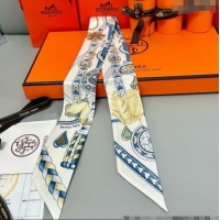 Top Design Hermes Harnais de Coeur Twilly Silk Bandeau Scarf 5x86cm H4002 White 2025