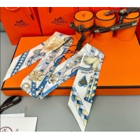 Top Design Hermes Harnais de Coeur Twilly Silk Bandeau Scarf 5x86cm H4002 White 2025
