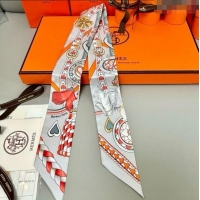 Best Grade Hermes Harnais de Coeur Twilly Silk Bandeau Scarf 5x86cm H4002 Grey 2025