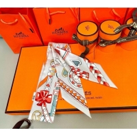 Best Grade Hermes Harnais de Coeur Twilly Silk Bandeau Scarf 5x86cm H4002 Grey 2025