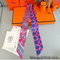 Spot Bulk Hermes La Danse des Amazones Twilly Silk Bandeau Scarf 5x86cm H4003 Dark Pink 2025