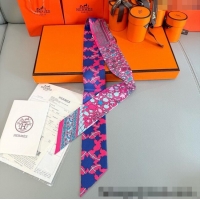 Spot Bulk Hermes La Danse des Amazones Twilly Silk Bandeau Scarf 5x86cm H4003 Dark Pink 2025