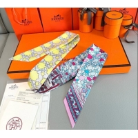 New Fashion Hermes La Danse des Amazones Twilly Silk Bandeau Scarf 5x86cm H4003 Grey 2025