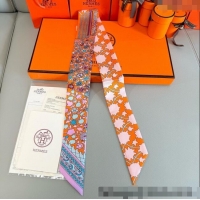 Best Price Hermes La Danse des Amazones Twilly Silk Bandeau Scarf 5x86cm H4003 Orange 2025