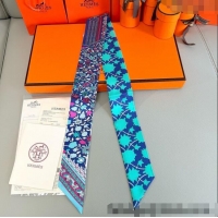Modern Cheap Hermes La Danse des Amazones Twilly Silk Bandeau Scarf 5x86cm H4003 Blue 2025