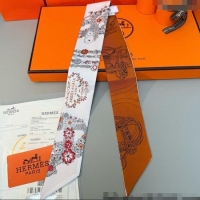High Quality Hermes Brides de Gala en Fleurs Twilly Silk Bandeau Scarf 5x86.5cm H4004 Orange/White 2025