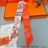 Cheapest Hermes Brides de Gala en Fleurs Twilly Silk Bandeau Scarf 5x86.5cm H4004 Orange/Pink 2025