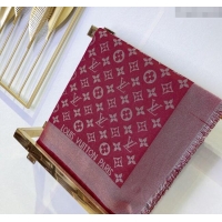 Buy Best Louis Vuitton Classic Silk Wool Shawl Scarf 140cm with Silver-Tone Lurex V4030 Red 2025