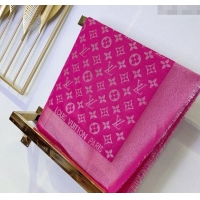 Well Crafted Louis Vuitton Classic Silk Wool Shawl Scarf 140cm with Silver-Tone Lurex V4030 Dark Pink 2025