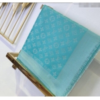 Top Design Louis Vuitton Classic Silk Wool Shawl Scarf 140cm with Silver-Tone Lurex V4030 Light Green 2025