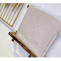 Buy New Cheap Louis Vuitton Classic Silk Wool Shawl Scarf 140cm with Silver-Tone Lurex V4030 Light Beige 2025