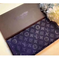 Low Cost Louis Vuitton Classic Silk Wool Shawl Scarf 140cm with Silver-Tone Lurex V4030 Navy Blue 2025