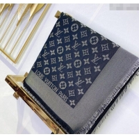 Best Price Louis Vuitton Classic Silk Wool Shawl Scarf 140cm with Silver-Tone Lurex V4030 Black 2025