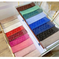 Top Quality Louis Vuitton Classic Silk Wool Shawl Scarf 140cm with Silver-Tone Lurex V4030 Light Pink 2025