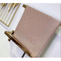 Shop Classic Louis Vuitton Classic Silk Wool Shawl Scarf 140cm with Silver-Tone Lurex V4030 Beige 2025