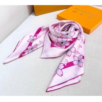 Well Crafted Louis Vuitton LV x TM Monogram Cherry Blosoom Silk Square Scarf 88cm V4031 Purple 2025