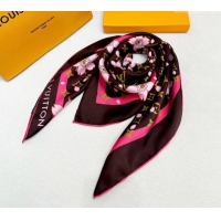 Lower Price Louis Vuitton LV x TM Monogram Cherry Blosoom Silk Square Scarf 88cm V4031 Brown 2025