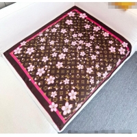 Lower Price Louis Vuitton LV x TM Monogram Cherry Blosoom Silk Square Scarf 88cm V4031 Brown 2025