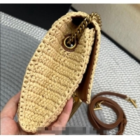Top Quality Saint Laurent Kate 99 Tassels Chain Bag in Raffia Straw 604276 Beige 2024