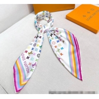 Well Crafted Louis Vuitton LV x TM Multicolored Monogram Silk Square Scarf 90cm V4048 White 2025