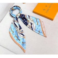Cheap Price Louis Vuitton Flower and Strap Monogram Silk Square Scarf 90cm V4049 Blue 2025