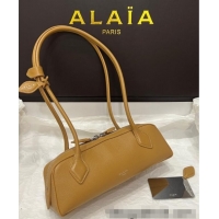 Discount Alaia Le Tecket Small Long Shoulder bag in Grained Leather 68168 Apricot 2025