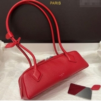 High Quality Alaia Le Tecket Small Long Shoulder bag in Grained Leather 68168 Red 2025