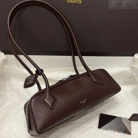 Most Popular Alaia Le Tecket Small Long Shoulder bag in Grained Leather 68168 Dark Brown 2025