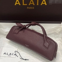 Top Grade Alaia Le Tecket Long Clutch bag in Grained Leather 68169 Dark Burgundy 2025