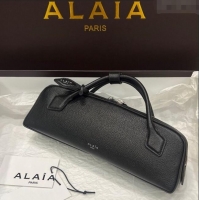 Original Cheap Alaia Le Tecket Long Clutch bag in Grained Leather 68169 Black 2025