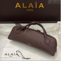 Reasonable Price Alaia Le Tecket Long Clutch bag in Grained Leather 68169 Dark Brown 2025