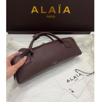 Reasonable Price Alaia Le Tecket Long Clutch bag in Grained Leather 68169 Dark Brown 2025