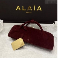 Unique Grade Alaia Le Tecket Long Clutch bag in Suede 68170 Burgundy 2025