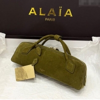 Famous Brand Alaia Le Tecket Long Clutch bag in Suede 68170 Green 2025