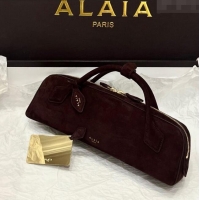 Market Sells Alaia Le Tecket Long Clutch bag in Suede 68170 Dark Brown 2025