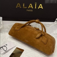 Best Grade Alaia Le Tecket Long Clutch bag in Suede 68170 Light Brown 2025