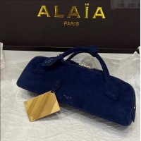 Promotional Alaia Le Tecket Long Clutch bag in Suede 68170 Dark Blue 2025