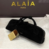 Top Quality Alaia Le Tecket Long Clutch bag in Suede 68170 Black 2025