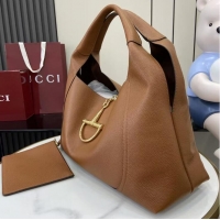 ​Best Grade Gucci Softbit Leather Maxi Top Handle Bag with Oversized Half Horsebit 837466 Brown 2025