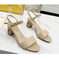 Purchase Fendi Delfina Medium Heel Sandals 6cm in FF Leather Beige 0425131