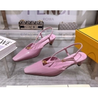 Most Popular Fendi FFold Slingbacks Heeled Sandals 5cm in Eel Emboosed Leather Light Purple 0425150