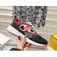 Stylish Fendi Forward Sneakers in Leather and Mesh Grey/Black/Red 0426013