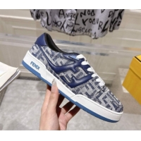 Luxurious Fendi Match Sneakers in FF Denim Blue/Grey 0426015