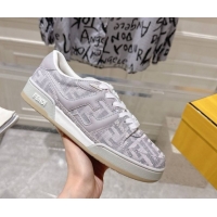 Classic Hot Fendi Match Sneakers in FF Denim Light Grey 0426017