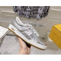 Good Quality Fendi Match Low-top Sneakers in Calfskin Leather Silver 0426018