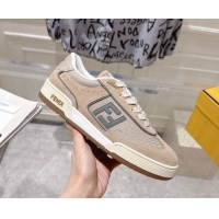 Grade Quality Fendi Match Sneakers in Suede and Canvas Beige 0426019