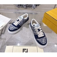 Cheap Price Fendi Match Platform Sneakers 5cm in FF Jacquard and Suede Blue 0426026